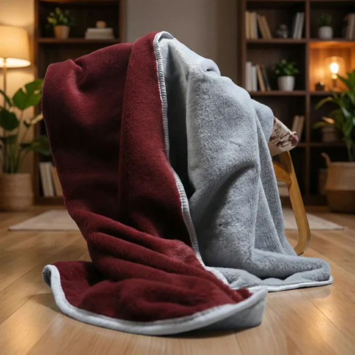 Luna Bueno Throw Bordo Gri TV Battaniyesi - Görsel 5