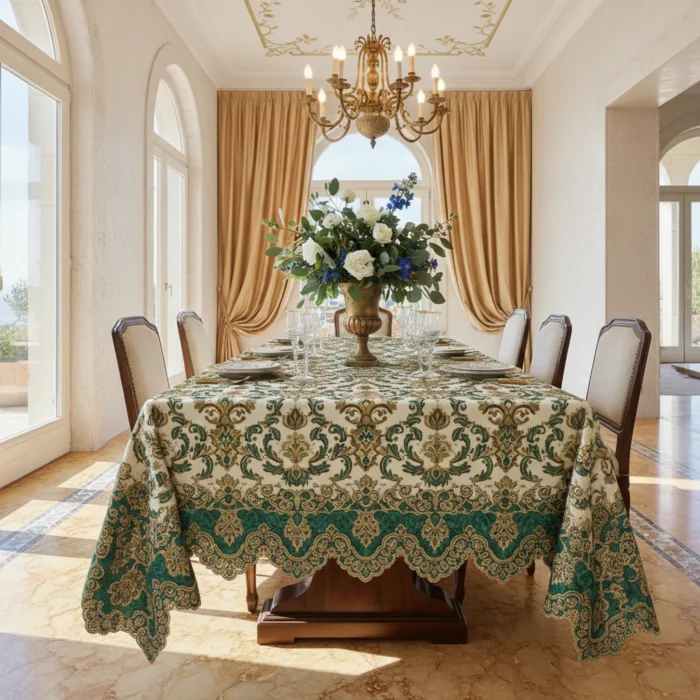 Luna Bueno Emerald Palace Barok Dokuma Masa Örtüsü 160x220 cm - Görsel 2