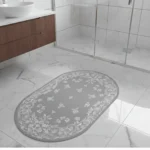 Luna Bueno Nakışlı Kaymaz Yıkanabilir Banyo Paspası Gri