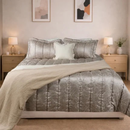 Luna Bueno Glory Pearl Silver Çift Kişilik Yatak Örtüsü