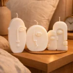 Modern Yüz Heykel Mum – 3’lü Dekor Seti