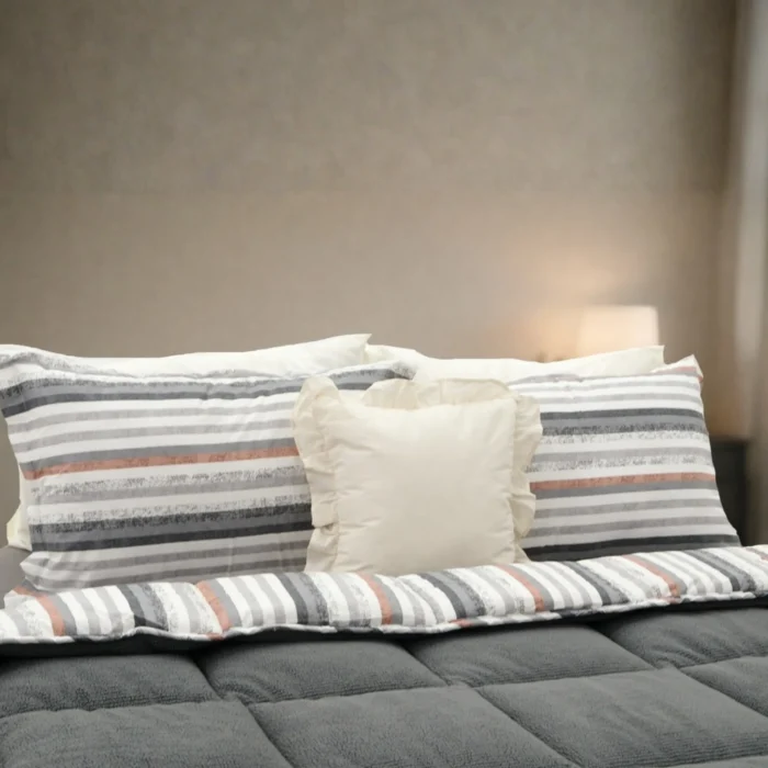 Luna Bueno Sherpa Comforter Çift Kişilik Uyku Seti Antrasit - Görsel 2