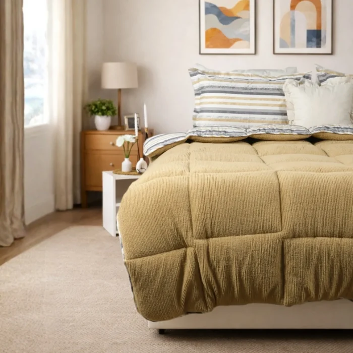 Luna Bueno Sherpa Comforter Çift Kişilik Uyku Seti Kapiçino - Görsel 4