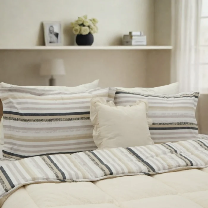 Luna Bueno Sherpa Comforter Çift Kişilik Uyku Seti Krem - Görsel 3