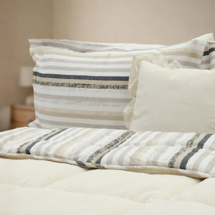 Luna Bueno Sherpa Comforter Çift Kişilik Uyku Seti Krem - Görsel 2