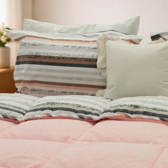 Luna Bueno Sherpa Comforter Çift Kişilik Uyku Seti Pudra - Görsel 2
