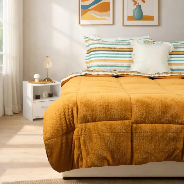 Luna Bueno Sherpa Comforter Çift Kişilik Uyku Seti Turuncu - Görsel 4