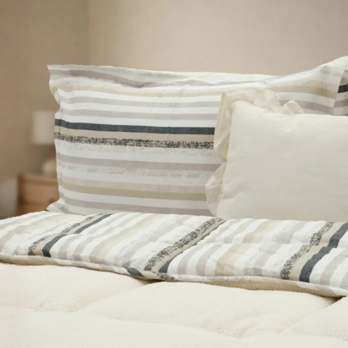 Luna Bueno Sherpa Comforter Tek Kişilik Uyku Seti - Krem - Görsel 4