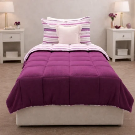 Luna Bueno Sherpa Comforter Tek Kişilik Uyku Seti - Mürdüm