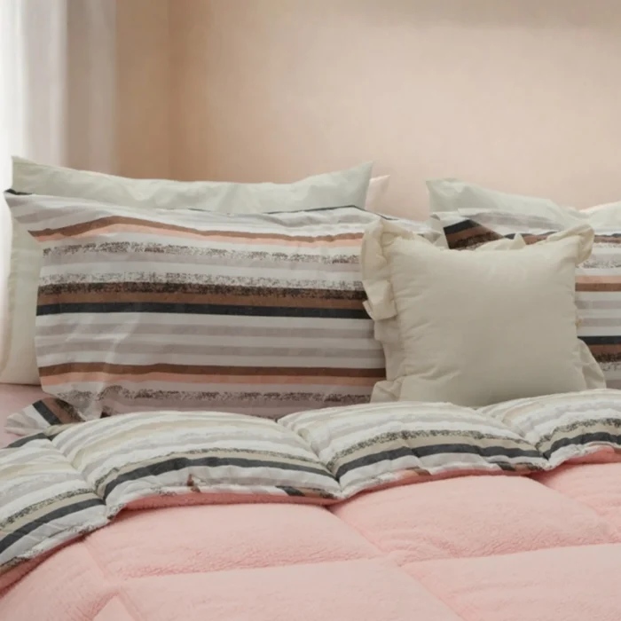 Luna Bueno Sherpa Comforter Tek Kişilik Uyku Seti - Pudra - Görsel 4
