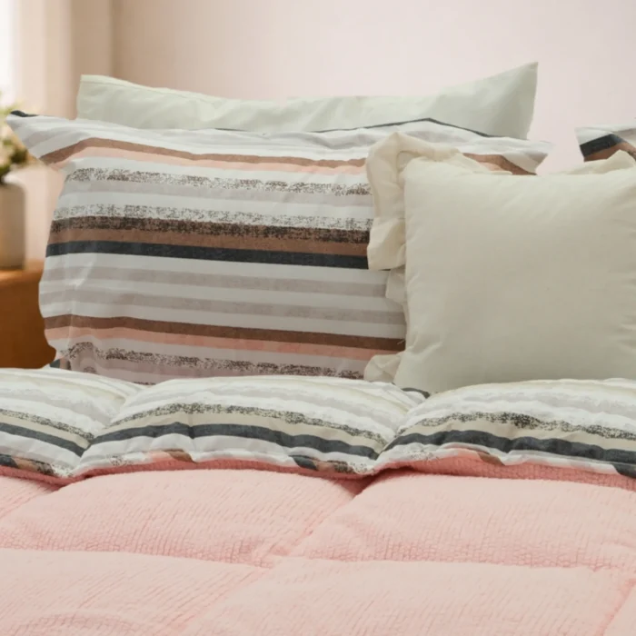 Luna Bueno Sherpa Comforter Tek Kişilik Uyku Seti - Pudra - Görsel 3