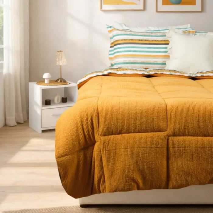 Luna Bueno Sherpa Comforter Tek Kişilik Uyku Seti - Turuncu - Görsel 2