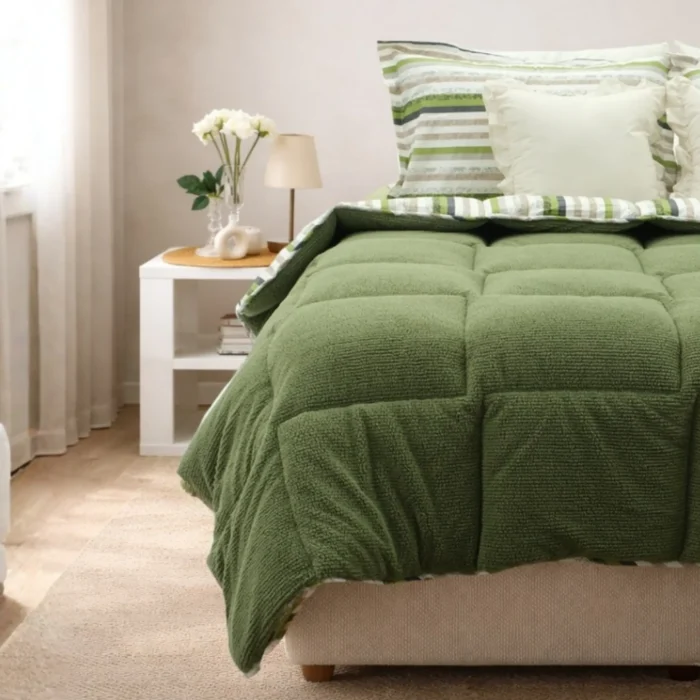 Luna Bueno Sherpa Comforter Tek Kişilik Uyku Seti - Yeşil - Görsel 2